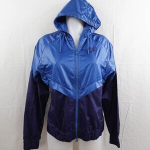 Nike Womens Windrunner Jacket Small Blue Packable Zip Athletic Gym Run Track